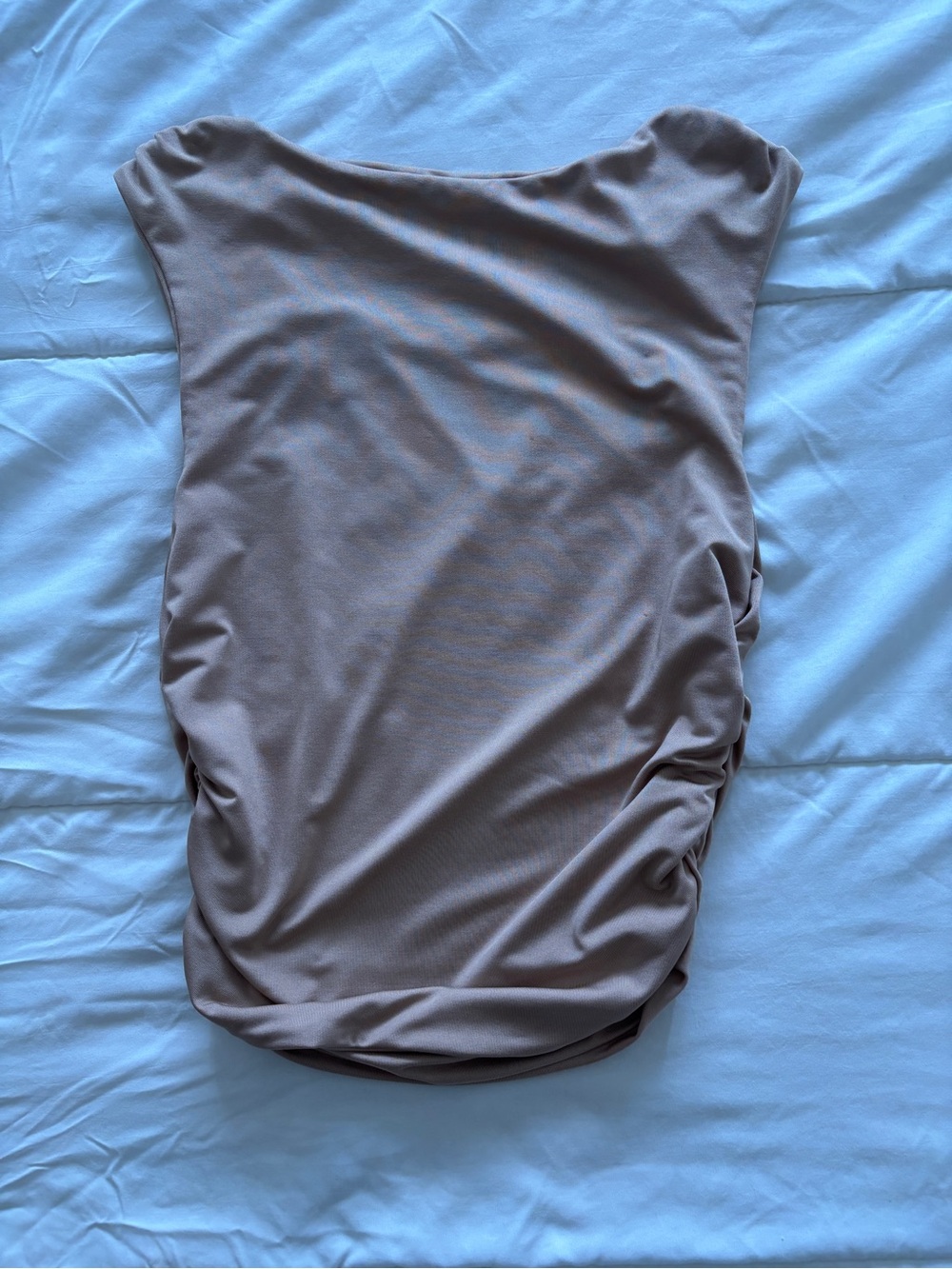 Women's Strapless Ruched Tube Top - Taupe